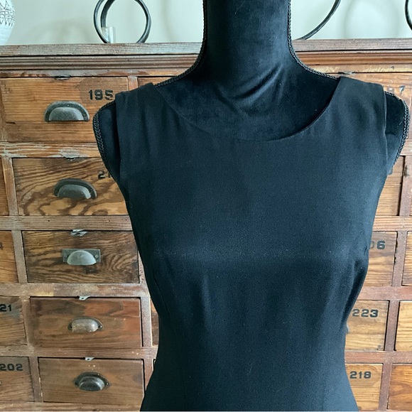 Ankle length black evening gown with keyhole back tied top and zipper bottom. - Picture 4 of 6